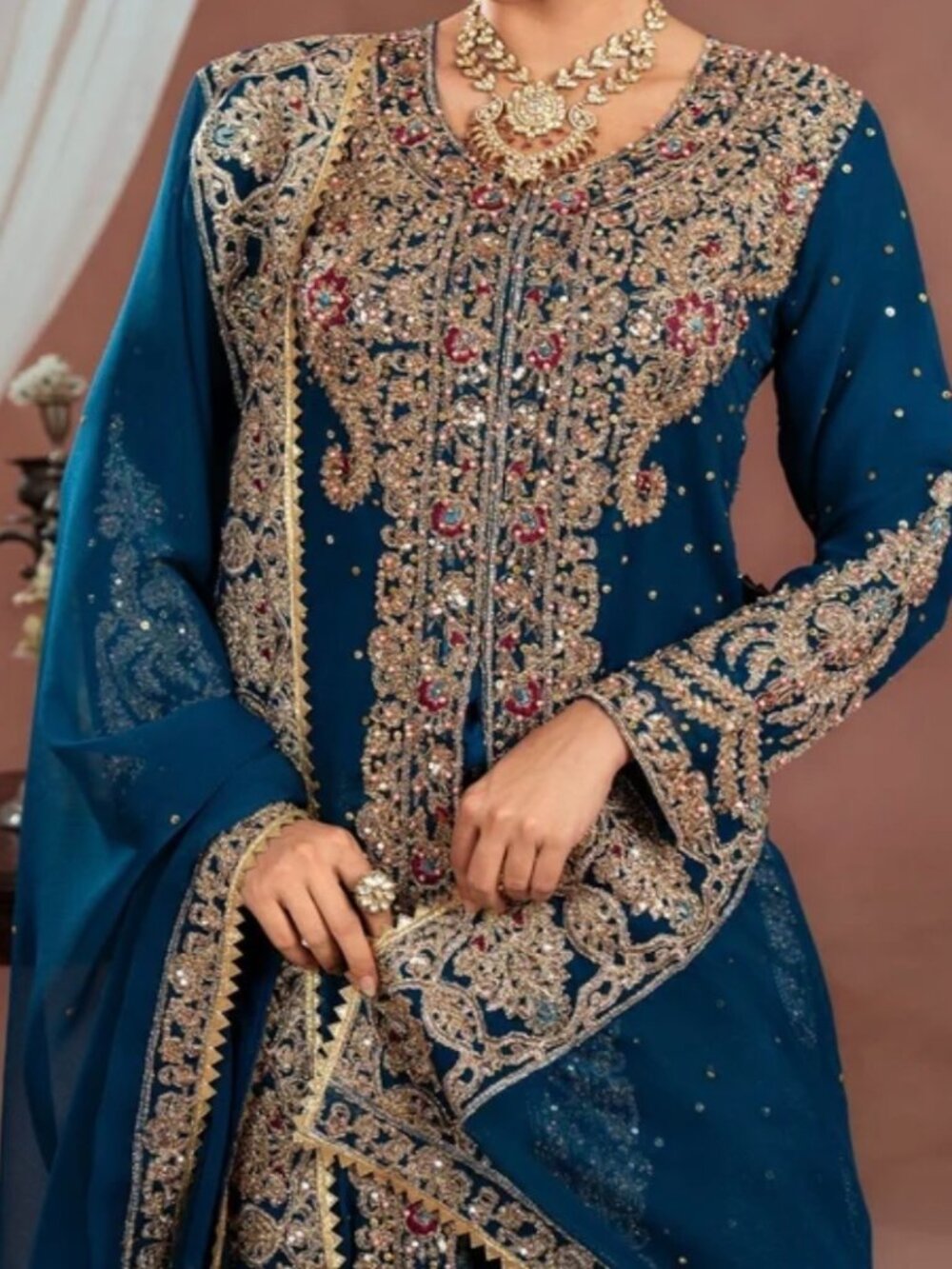 NEW Blue Chiffon Lehenga